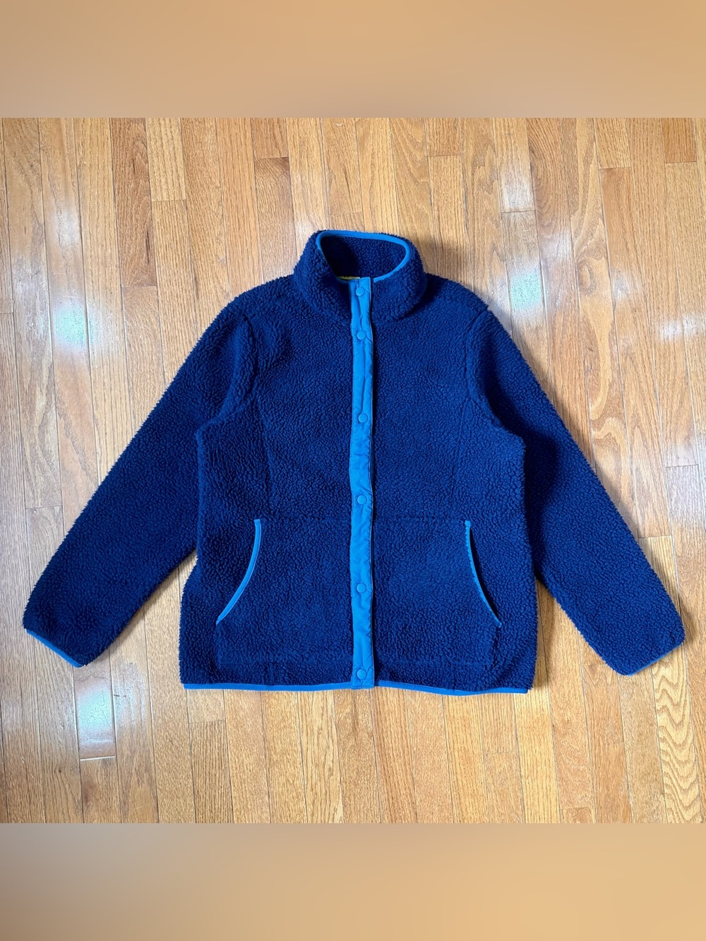 Lands End Women’s Medium Heritage Sherpa Pile Fleece Jacket Snap Up Front Teddy